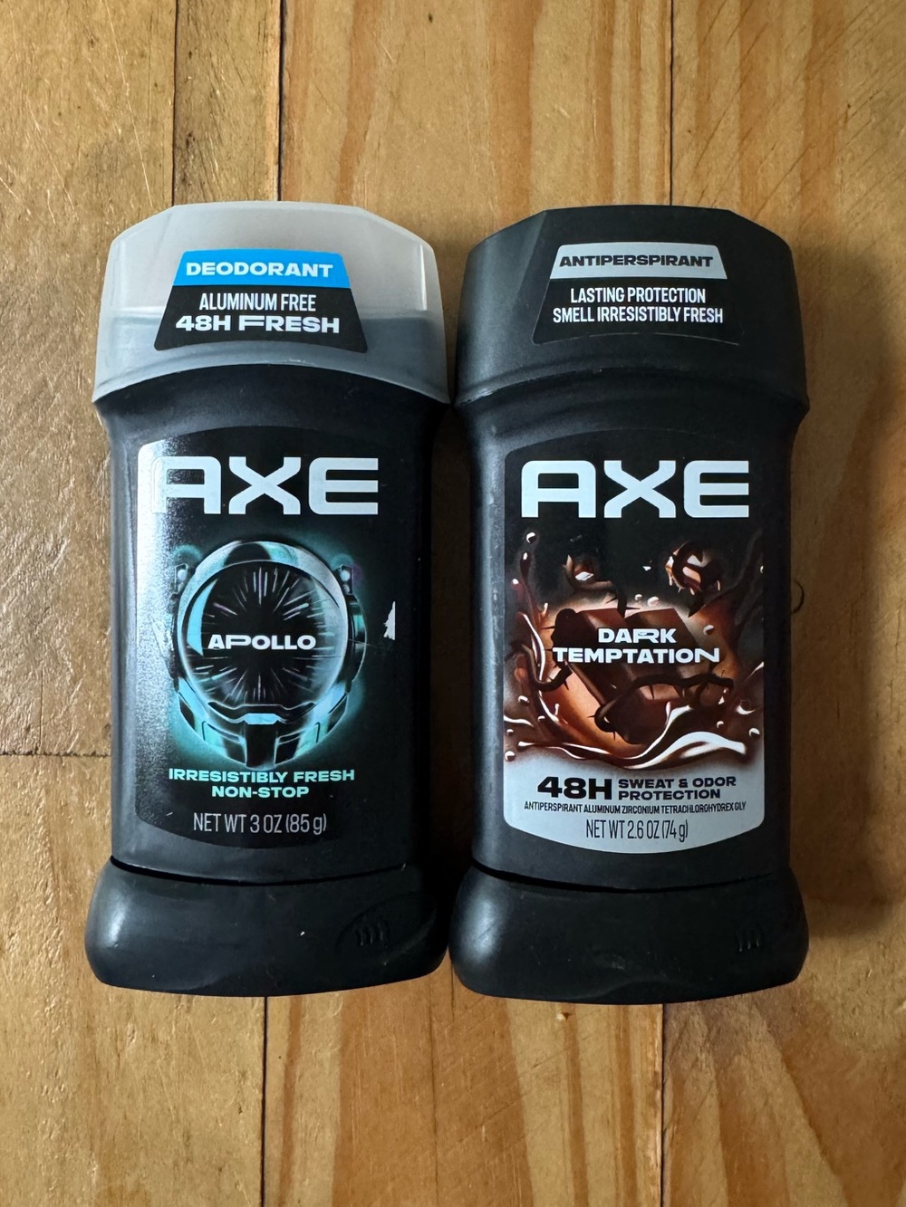(2) AXE Apollo & Dark Temptation Aluminum-Free Men’s Antiperspirant Deodorant